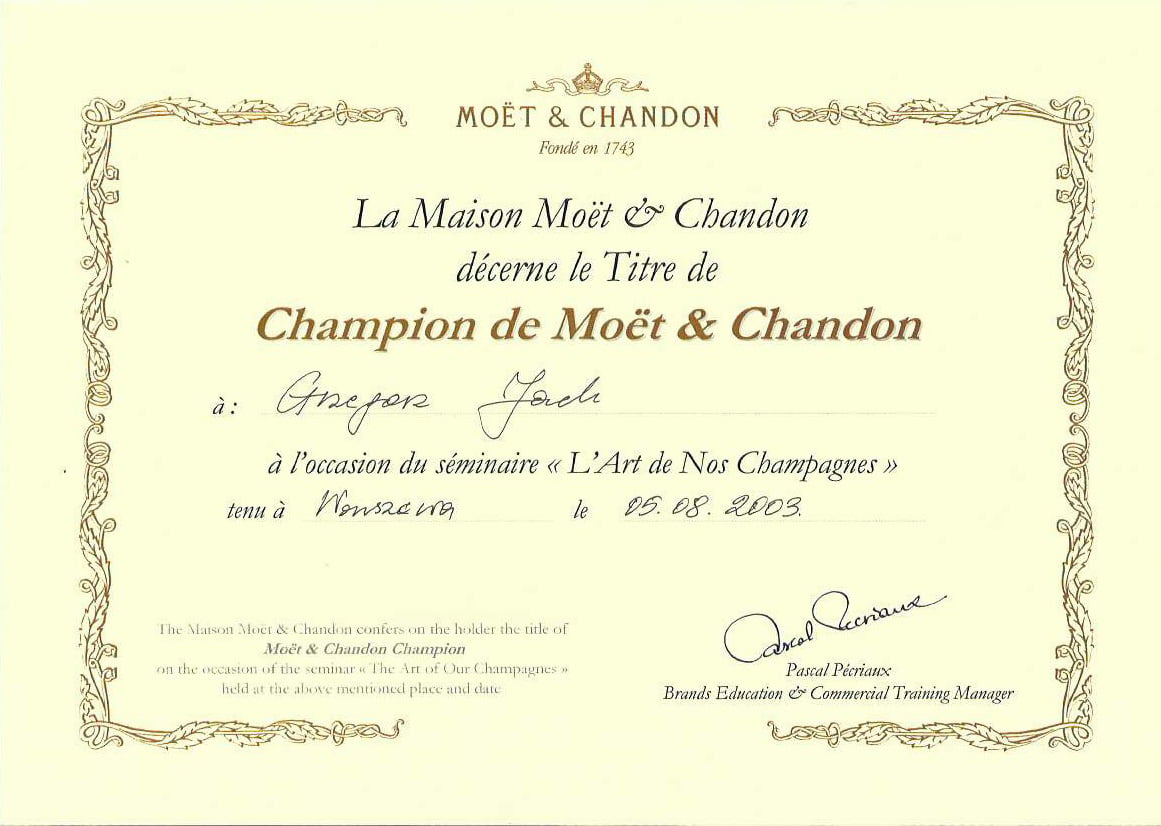 Grzegorz's Moet & Chandon Diploma